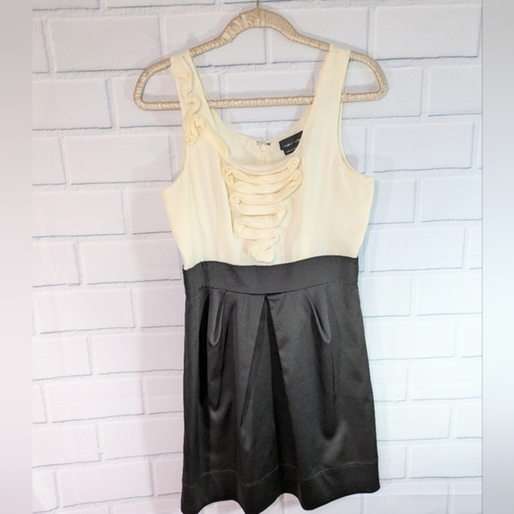 Max & Cleo Cream/Black Structural Detail Cocktail Dress